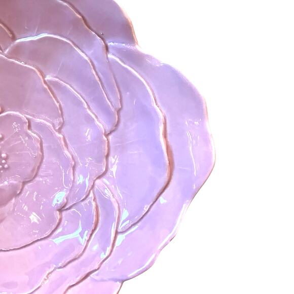 VIETRI Made In Italy Fiori Di Campo Lilac Rose Serving Bowl Floral Embossed New - Picture 11 of 16